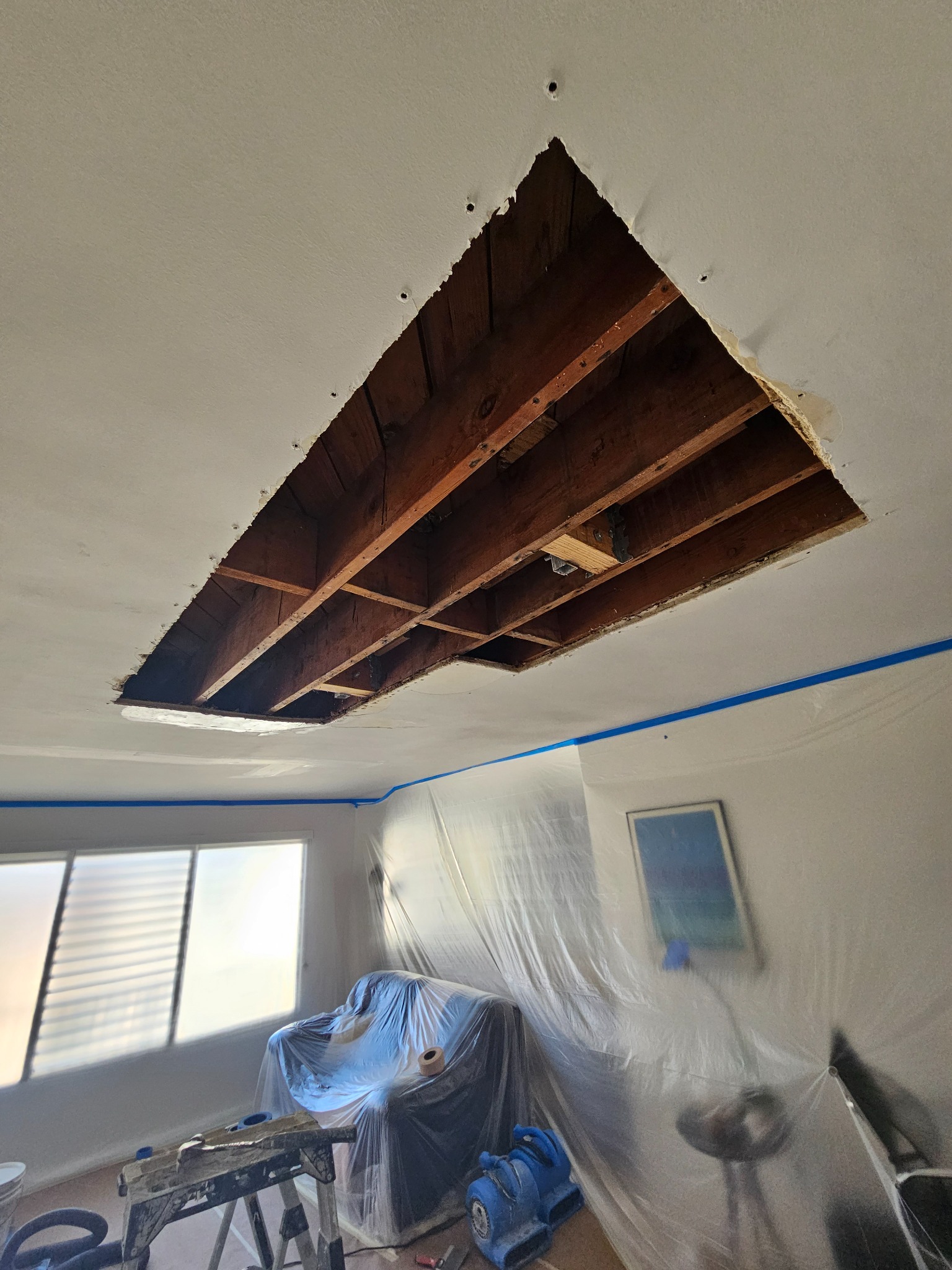 Water damage restoration ceiling repair