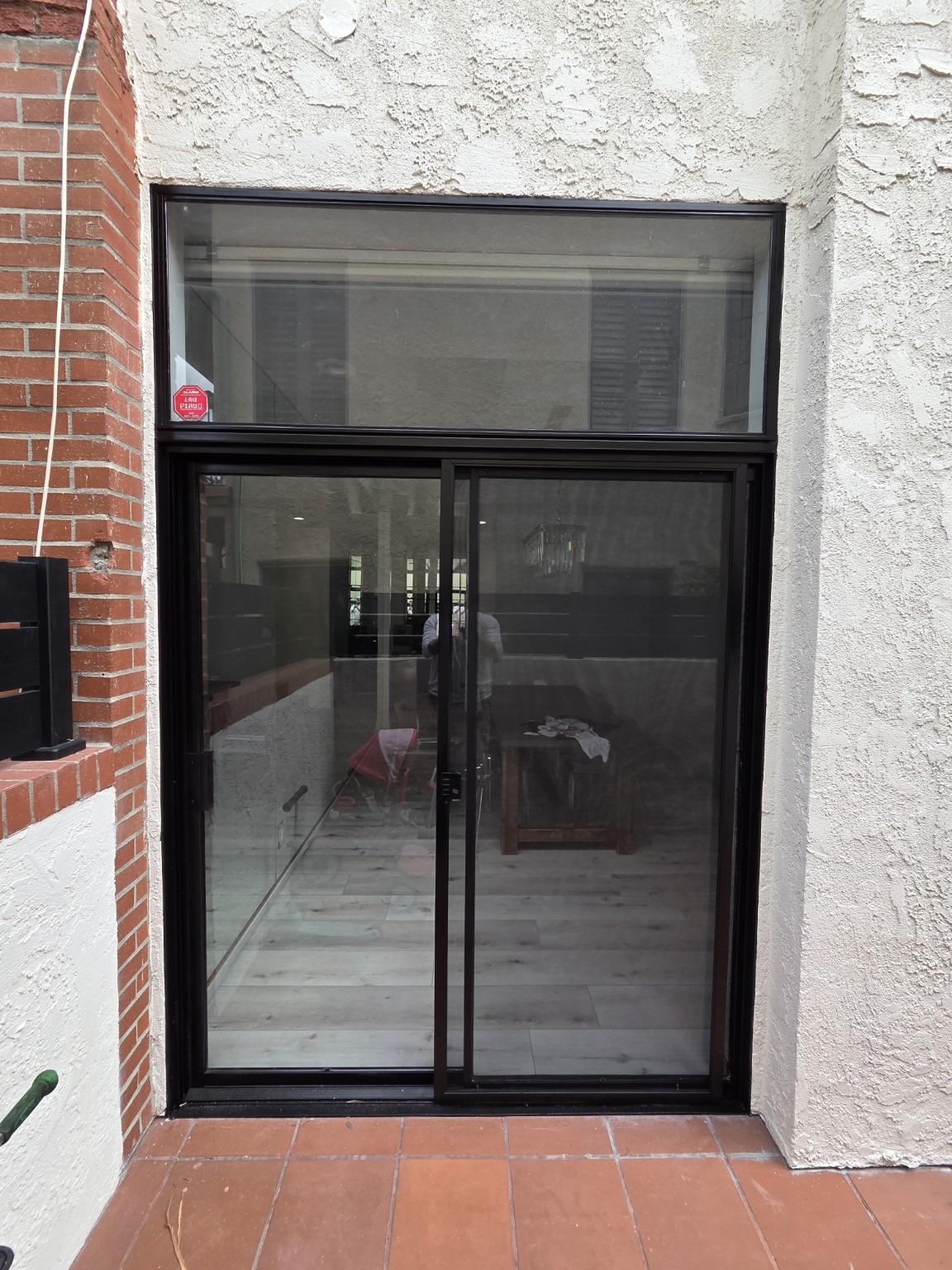 Finished black-framed sliding door project